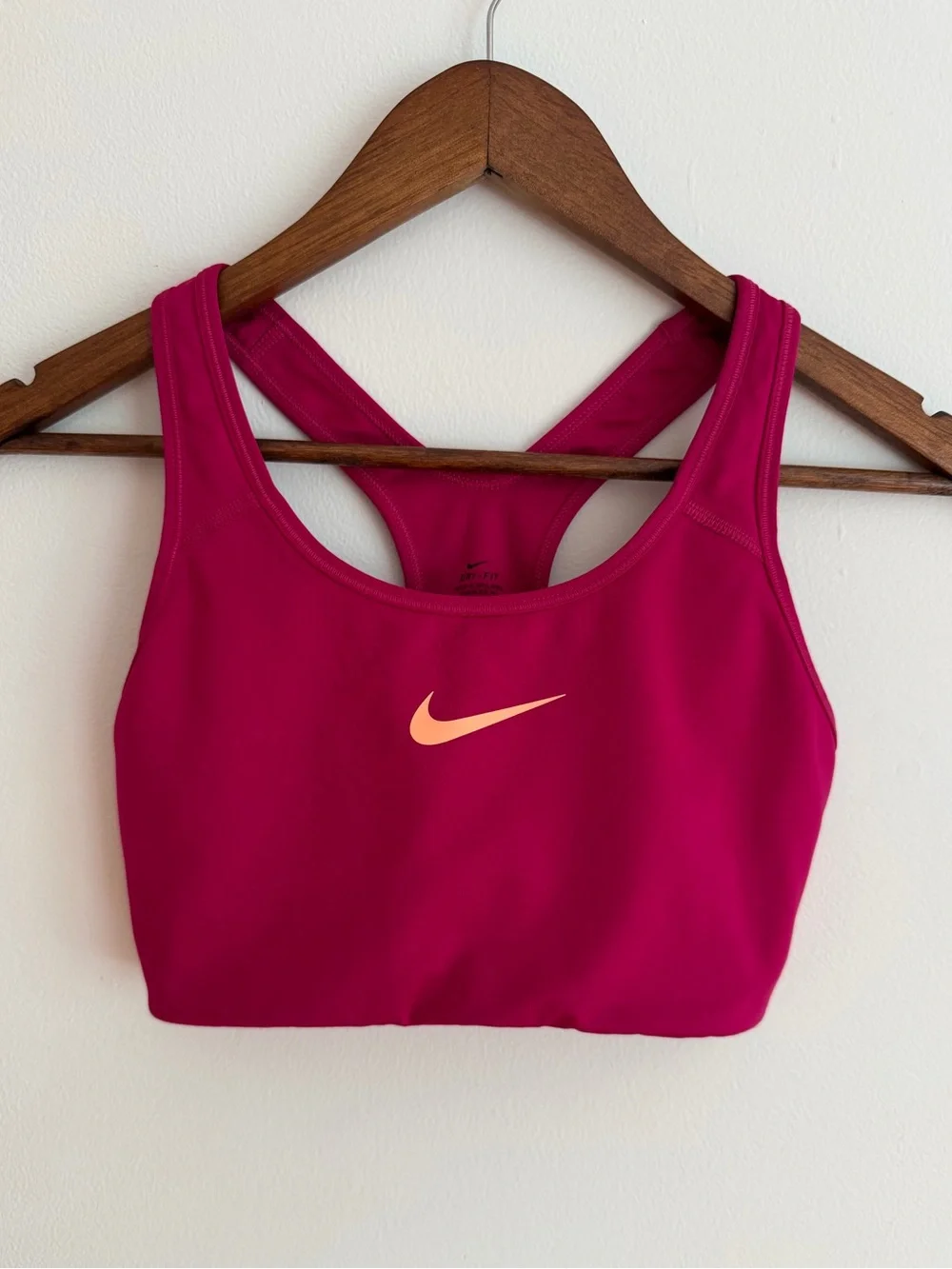 Nike Dri-FIT Pro Classic Sports Bra Magenta Pink Coral Swoosh Racerback Medium M